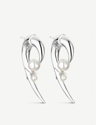 SHAUN LEANE: Cherry Blossom Hook pearl and sterling silver earrings