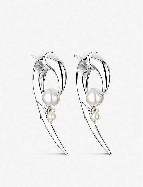 SHAUN LEANE: Cherry Blossom Hook pearl and sterling silver earrings