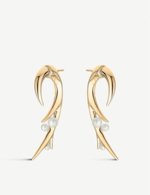 Shaun Leane Cherry Blossom Hook Pearl And Yellow-gold Vermeil Earring