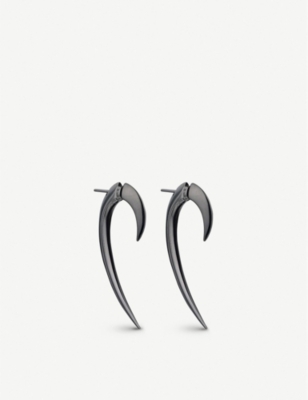 SHAUN LEANE: Hook rhodium-plated earrings