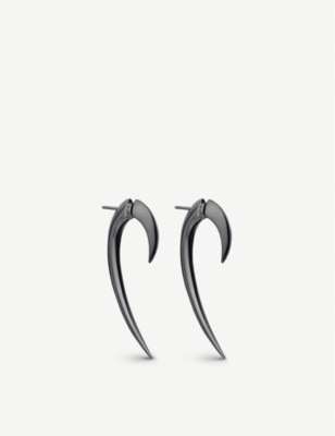 SHAUN LEANE: Hook rhodium-plated earrings