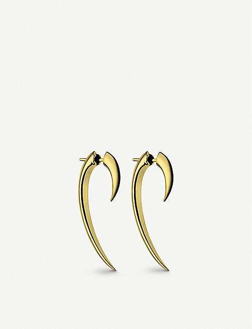 SHAUN LEANE: Hook gold-plated vermeil silver earrings