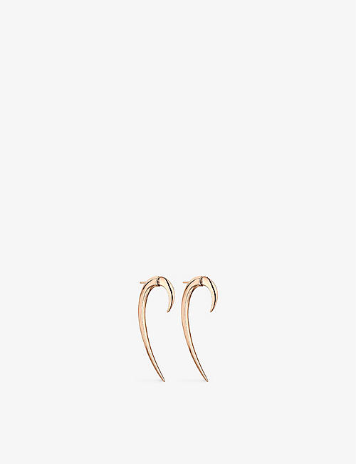 SHAUN LEANE: Hook 18ct rose gold-plated vermeil sterling-silver earrings large