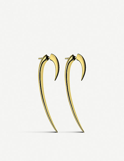 SHAUN LEANE: Hook yellow gold-plated vermeil silver earrings