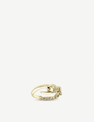 SHAUN LEANE: Hook and chain yellow gold vermeil ring