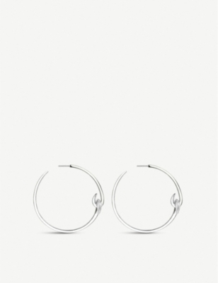 SHAUN LEANE: Hook silver large hoop earrings