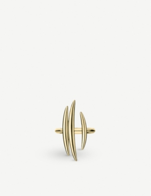 SHAUN LEANE: Quill yellow-gold vermeil triple bar ring