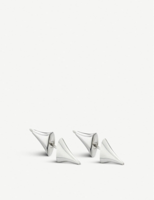 SHAUN LEANE: Rose Thorn sterling silver bar earrings