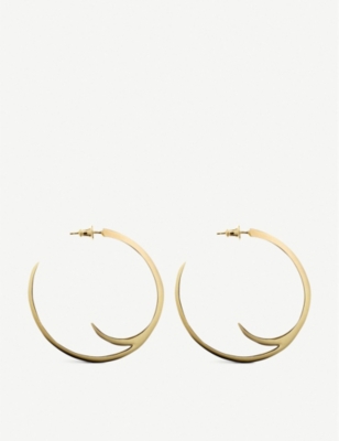 SHAUN LEANE: Cat Claw yellow-gold vermeil hoop earrings