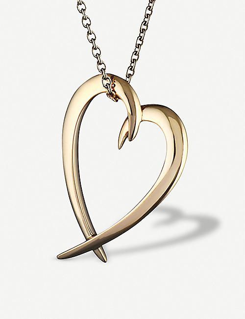 SHAUN LEANE: Heart yellow gold-plated vermeil silver pendant necklace