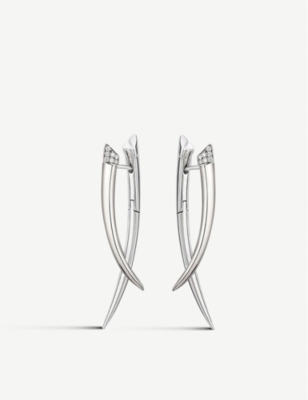 SHAUN LEANE: Crossover sterling-silver and 0.11ct white-diamond drop earrings