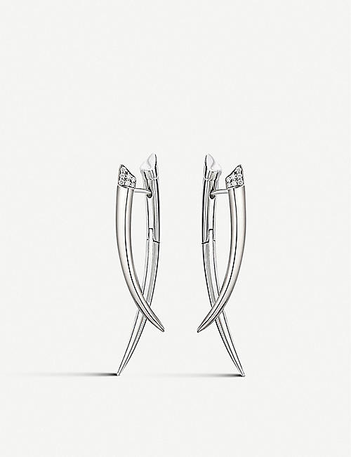 SHAUN LEANE: Crossover sterling-silver and 0.11ct white-diamond drop earrings