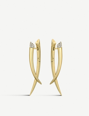 SHAUN LEANE SHAUN LEANE WOMEN'S CROSSOVER YELLOW GOLD-VERMEIL AND 0.11CT WHITE-DIAMOND DROP EARRINGS,26356945