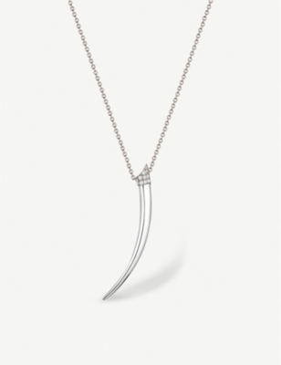 SHAUN LEANE: Tusk sterling-silver and 0.05ct brilliant-cut diamond pendant necklace