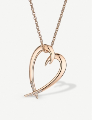 Shop Shaun Leane Women's Heart Rose Gold-vermeil And Diamond Necklace