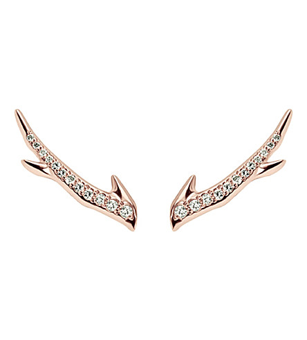 Shaun Leane Cherry Branch rose-gold vermeil and diamond earrings