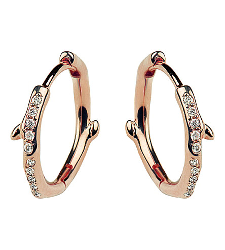 Shaun Leane Cherry Branch rose-gold vermeil and diamond hoop earrings
