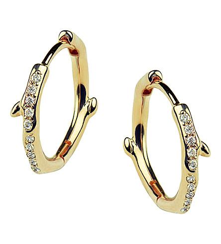 Shaun Leane Cherry Branch yellow-gold vermeil and diamond hoop earrings