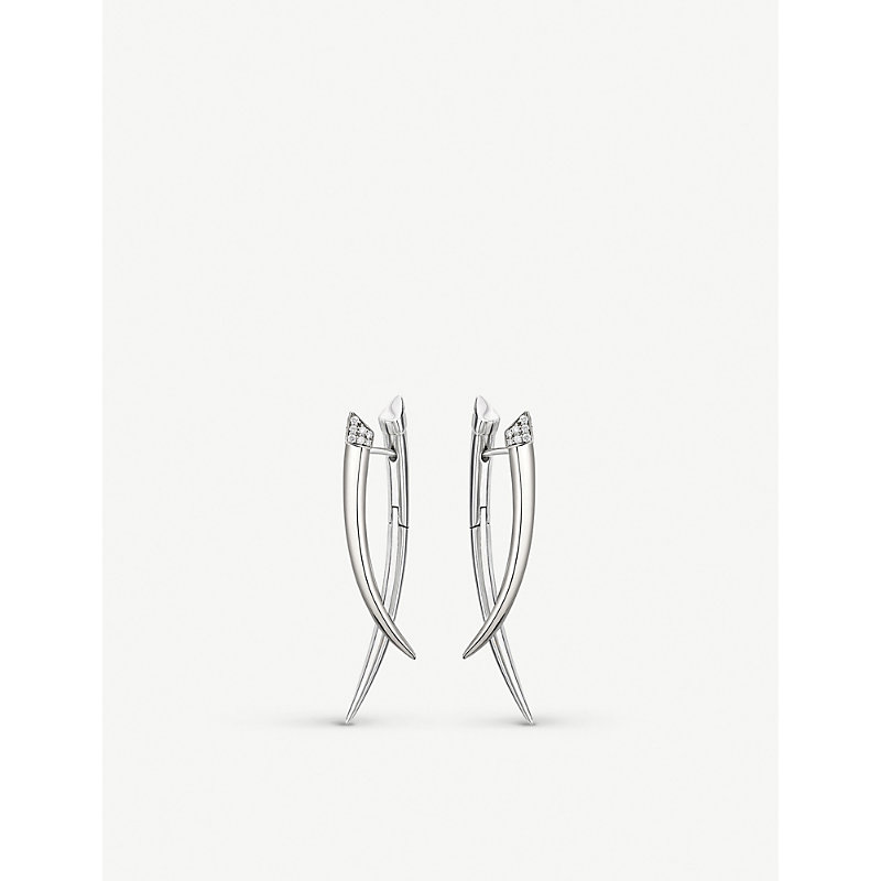 Shaun Leane CROSSOVER TUSK STERLING SILVER AND DIAMOND EARRINGS