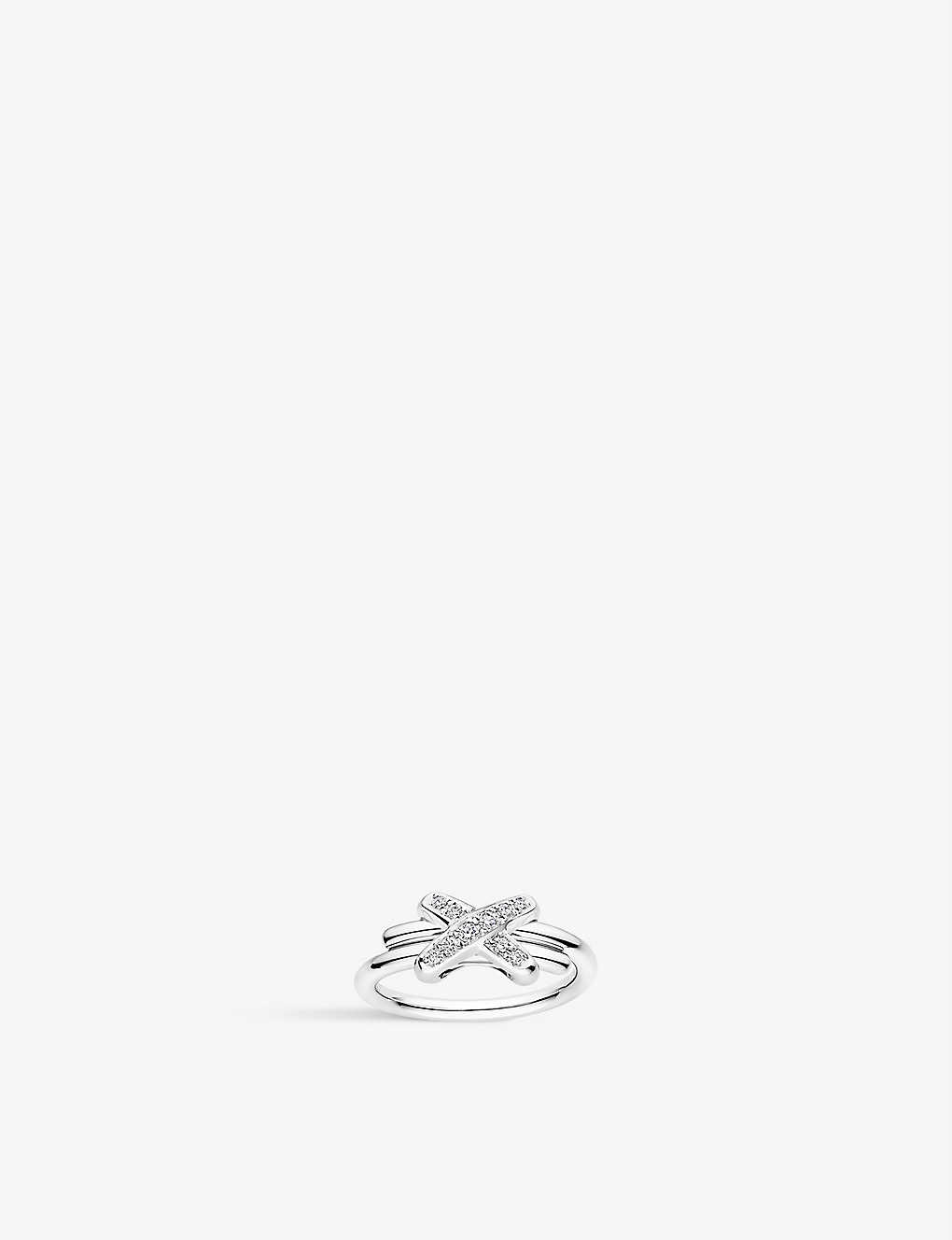 Chaumet Womens White Gold Jeux De Liens 18ct White Gold And Diamond Ring
