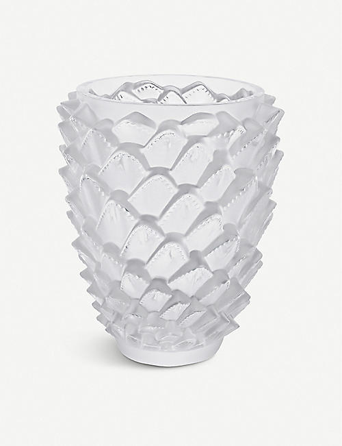 LALIQUE: Agave crystal vase 30cm