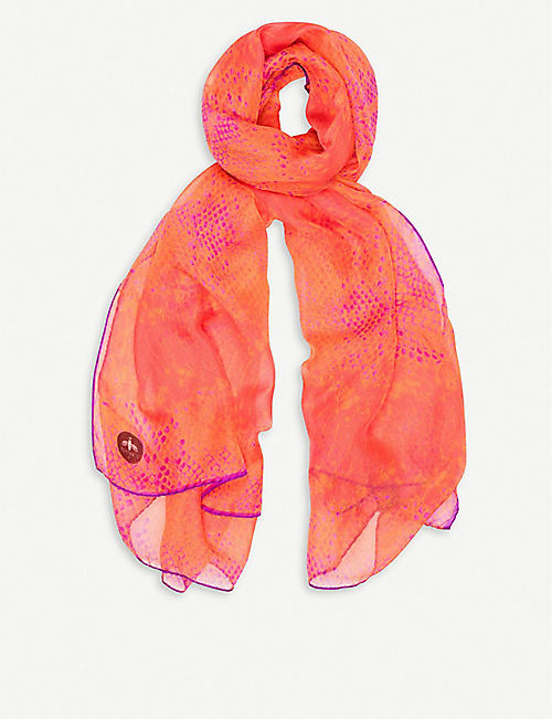 OF THE BEA: Coral Goddess printed silk-chiffon scarf