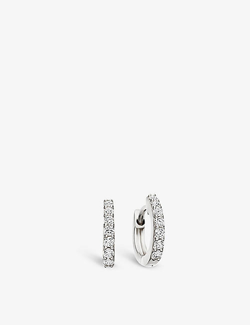 ASTLEY CLARKE: Mini Halo 14ct white-gold diamond hoop earrings