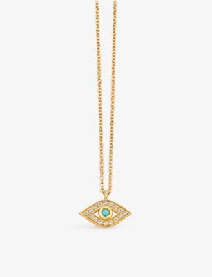 Astley Clarke Womens Yellow Gold Mini Evil Eye 18ct Yellow-gold Plated Pavé Turquoise Necklace In Yellow Gold