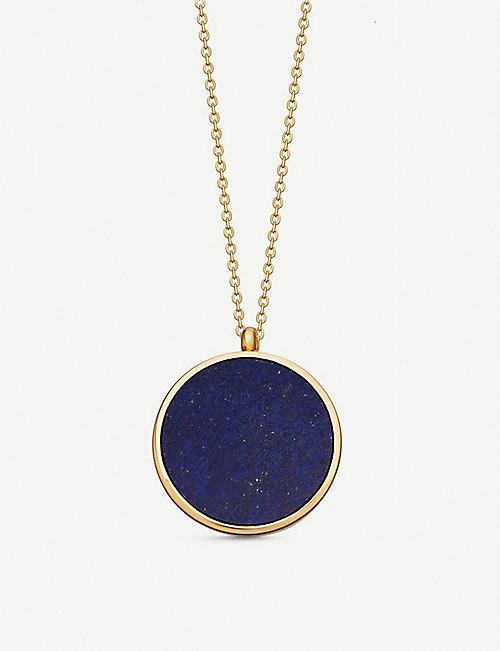 ASTLEY CLARKE: Stilla Slice lapis lazuli 18ct yellow-gold vermeil locket necklace