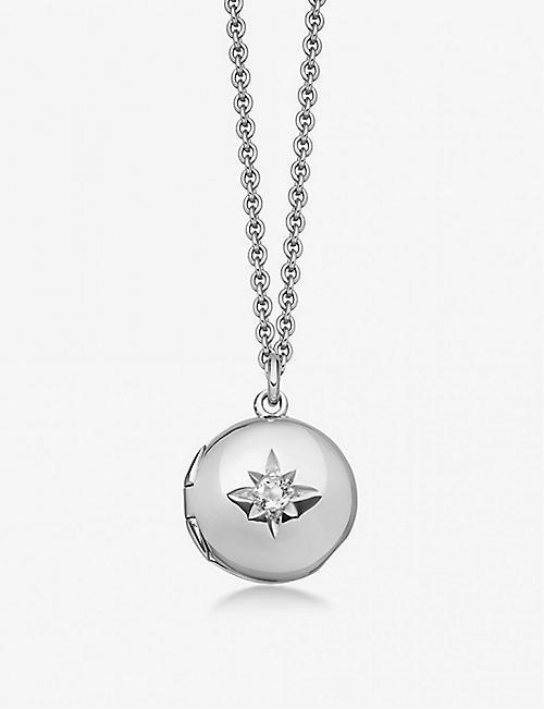 ASTLEY CLARKE: Small Astley 18ct sterling silver and white sapphire locket