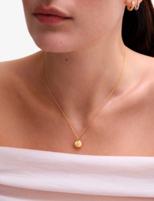 ASTLEY CLARKE: Small Astley 18ct yellow gold-plated vermeil silver and white sapphire locket