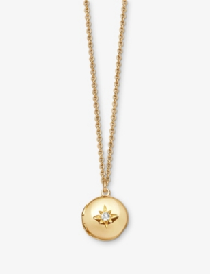 ASTLEY CLARKE: Small Astley 18ct yellow gold-plated vermeil silver and white sapphire locket