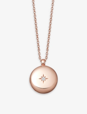ASTLEY CLARKE: White sapphire and 18ct rose-gold vermeil locket necklace