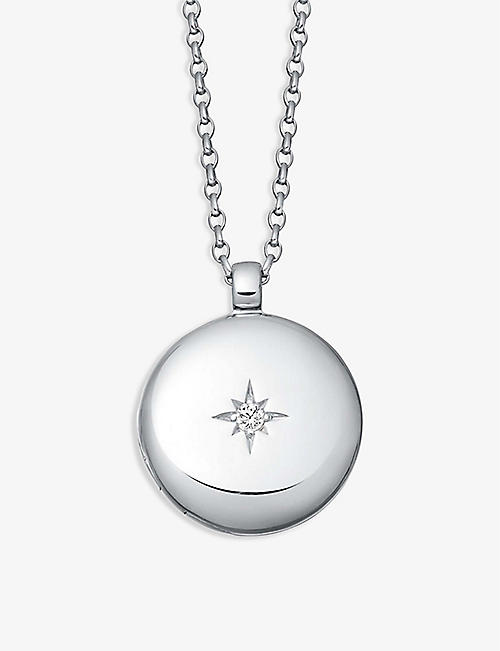 ASTLEY CLARKE: White sapphire and sterling silver locket necklace