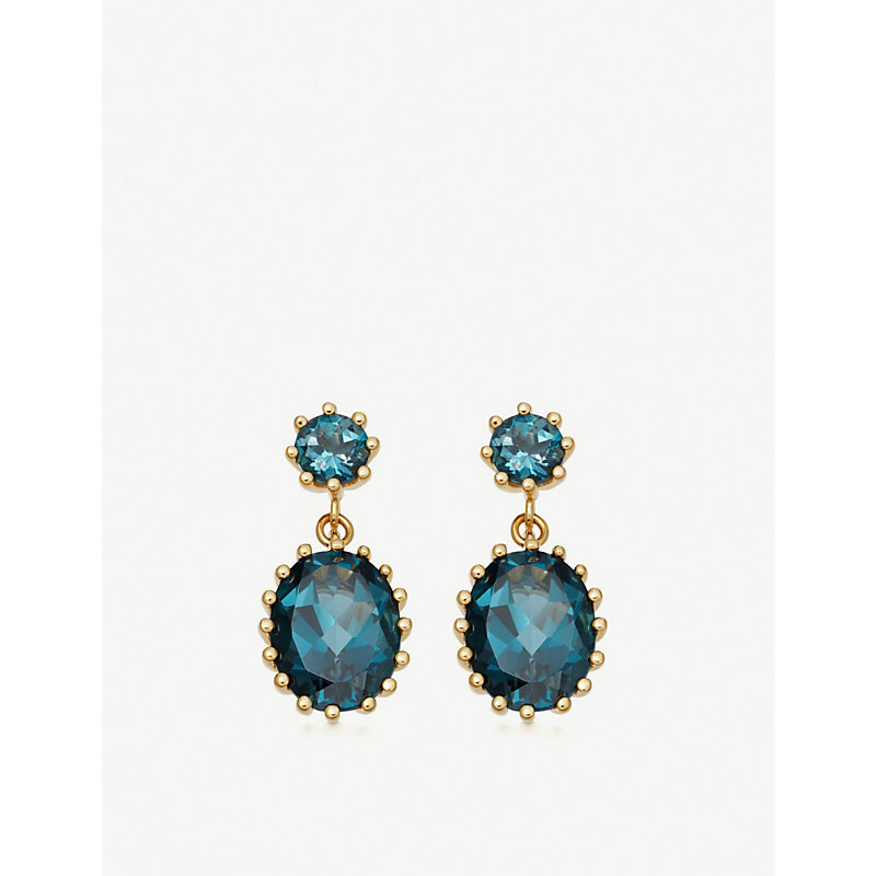 ASTLEY CLARKE LINIA 18CT GOLD-PLATED SILVER AND TOPAZ DROP EARRINGS