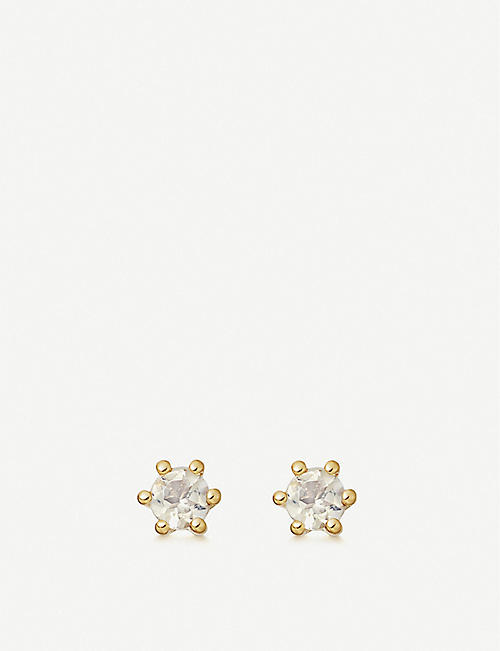 ASTLEY CLARKE: Linia moonstone and 18ct gold-plated sterling silver stud earrings