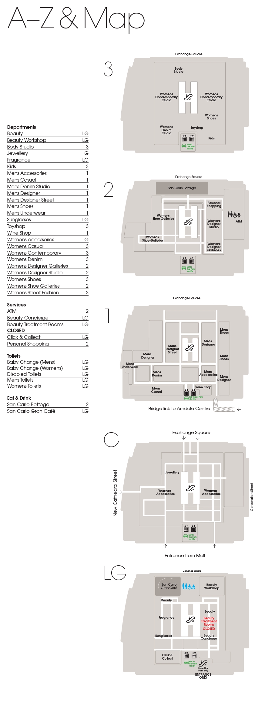 Manchester Exchange store guide