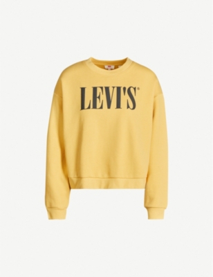 Diana logo-print cotton-jersey sweatshirt - OCHRE