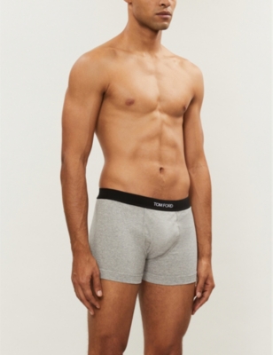 Shop Tom Ford Mens Grey Logo-embroidered Cotton-blend Jersey Boxers