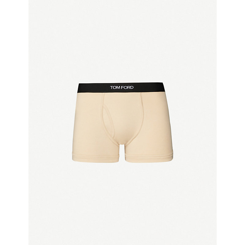 Tom Ford Mens Nude 1 Logo-embroidered Cotton-blend Jersey Boxers