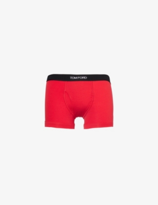 Tom Ford Mens Red Logo-embroidered Cotton-blend Jersey Boxers