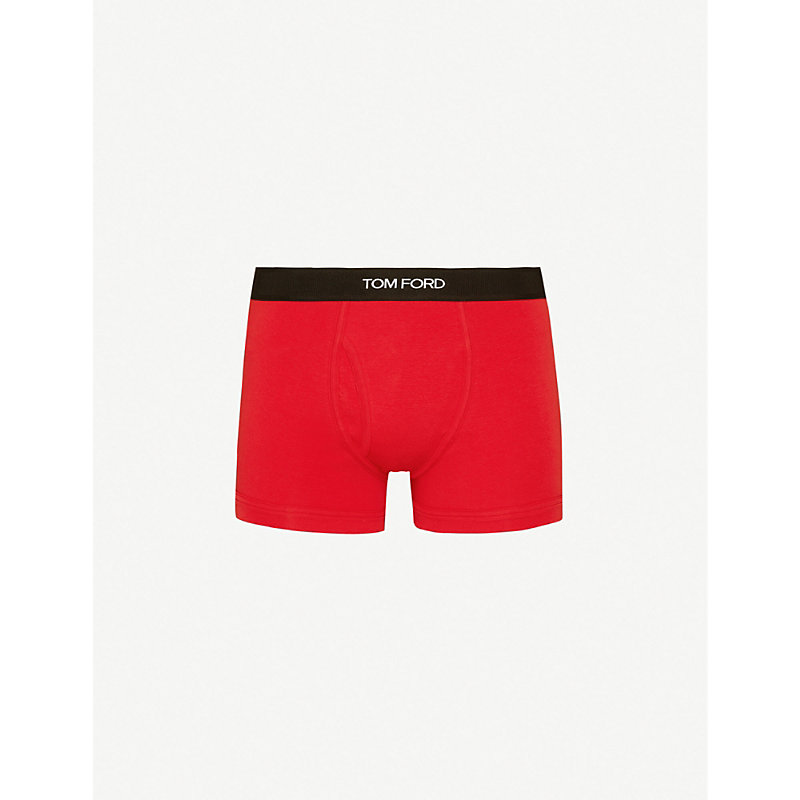 Tom Ford Mens Red Logo-embroidered Cotton-blend Jersey Boxers