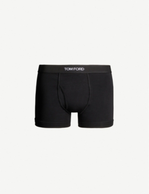 TOM FORD TOM FORD MEN'S BLACK LOGO-EMBROIDERED COTTON-BLEND JERSEY BOXERS,30581379