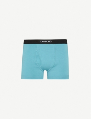 Tom Ford Logo-embroidered Cotton-blend Jersey Boxers In Light Blue