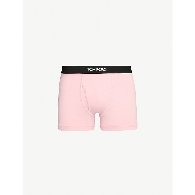 Tom Ford Logo-embroidered Cotton-blend Jersey Boxers In Pale Pink