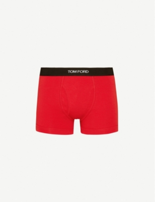 Tom Ford Logo-embroidered Cotton-blend Jersey Boxers In Red