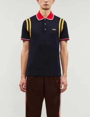 GUCCI Bee embroidered cotton pique polo shirt Selfridges