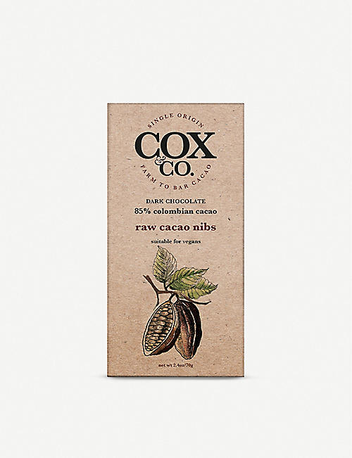 COX & CO: Raw Cacao Nibs dark chocolate bar 70g