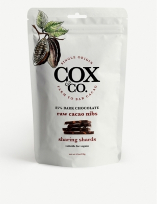 COX & CO: Dark chocolate and raw cacao nib sharing shards 120g