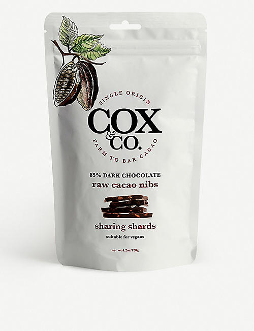 COX & CO: Dark chocolate and raw cacao nib sharing shards 120g